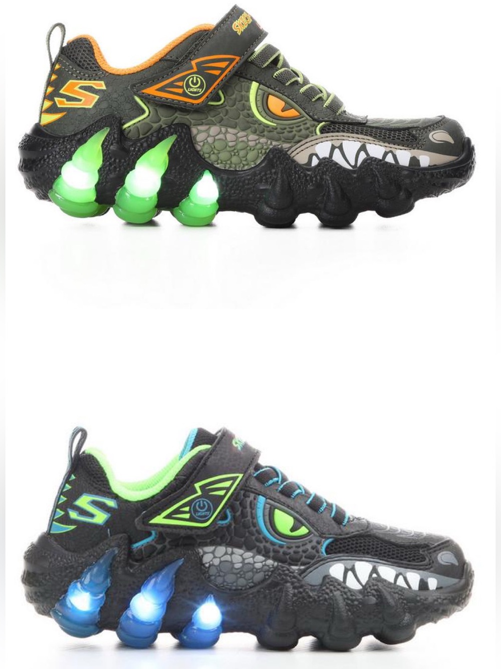 BOYS' SKECHERS LITTLE KID & BIG KID SKECH-O-SAURUS DINOSAUR LIGHT-UP SNEAKERS